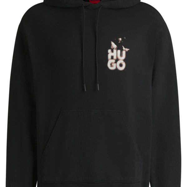 Hugo Boss Sweat à capuche Relaxed en molleton avec motif artistique de la saison
