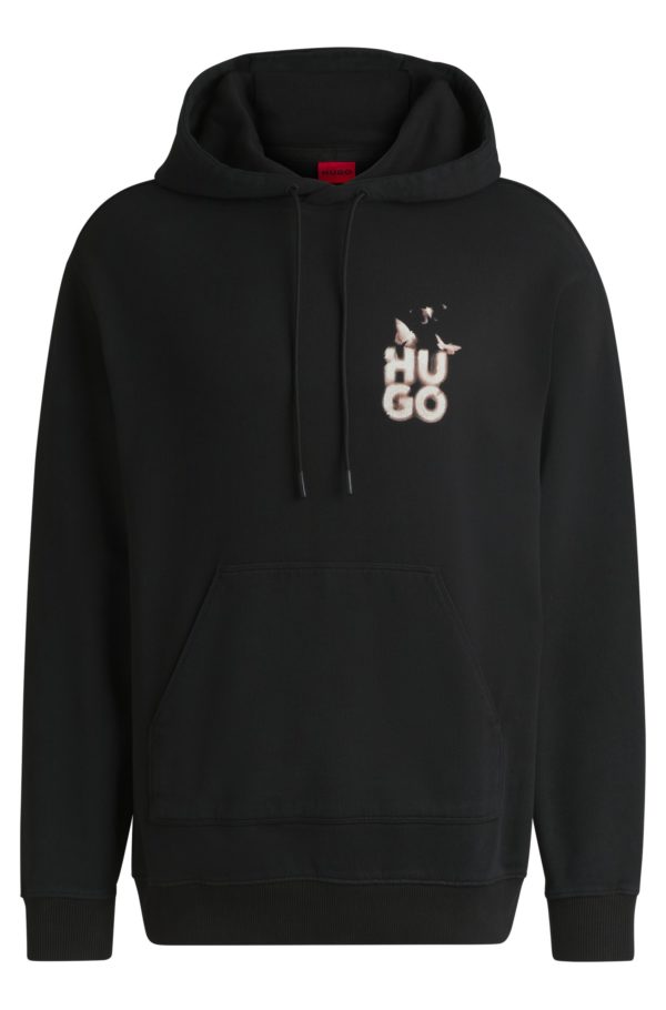Hugo Boss Sweat à capuche Relaxed en molleton avec motif artistique de la saison
