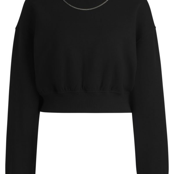 Hugo Boss Sweat en coton mélangé avec chaîne emblématique amovible
