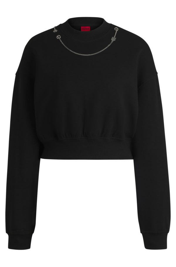 Hugo Boss Sweat en coton mélangé avec chaîne emblématique amovible
