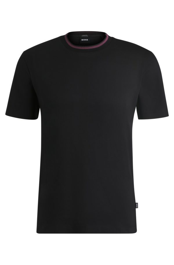 Hugo Boss T-shirt Slim en coton mercerisé avec col à rayure