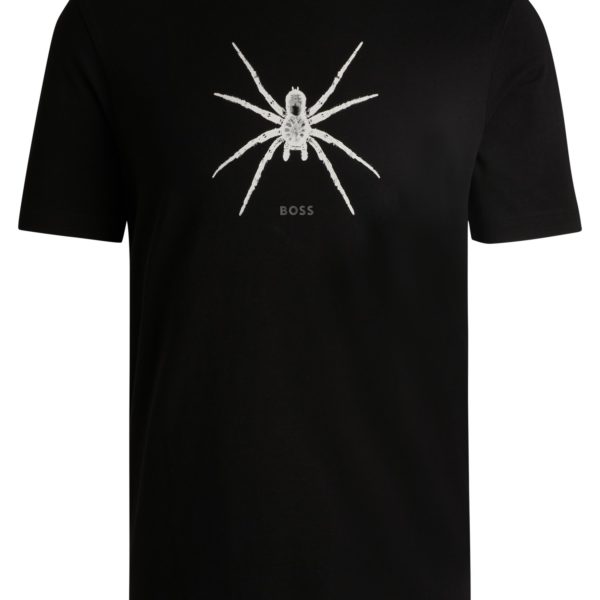 T-shirt à col rond en coton avec imprimé de la saison – Hugo Boss