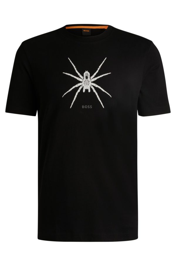 Hugo Boss T-shirt à col rond en coton avec imprimé de la saison