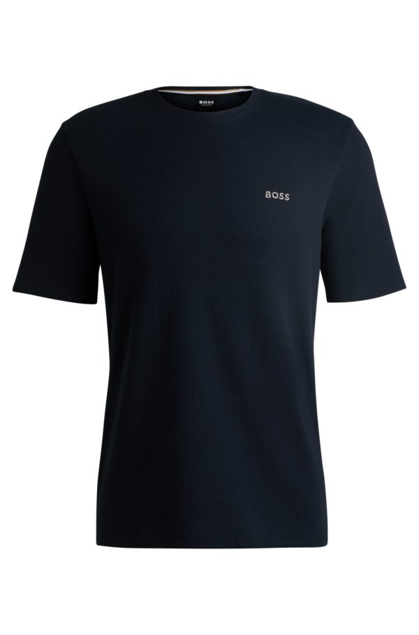 Hugo Boss T-shirt de pyjama à la structure gaufrée avec logo brodé