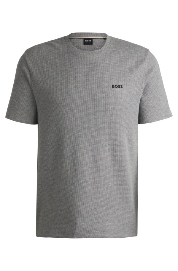 Hugo Boss T-shirt de pyjama à la structure gaufrée avec logo brodé