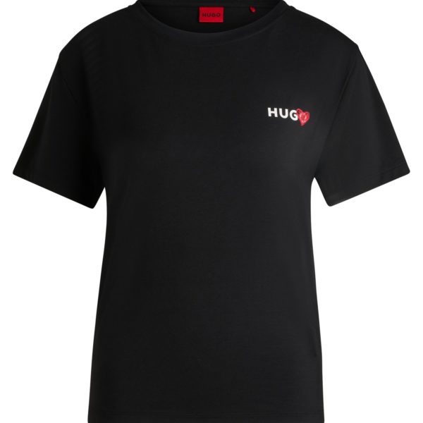 Hugo Boss T-shirt de pyjama en modal mélangé avec logo imprimé