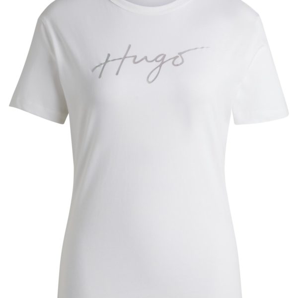 Hugo Boss T-shirt en coton à col rond avec imprimé de la saison