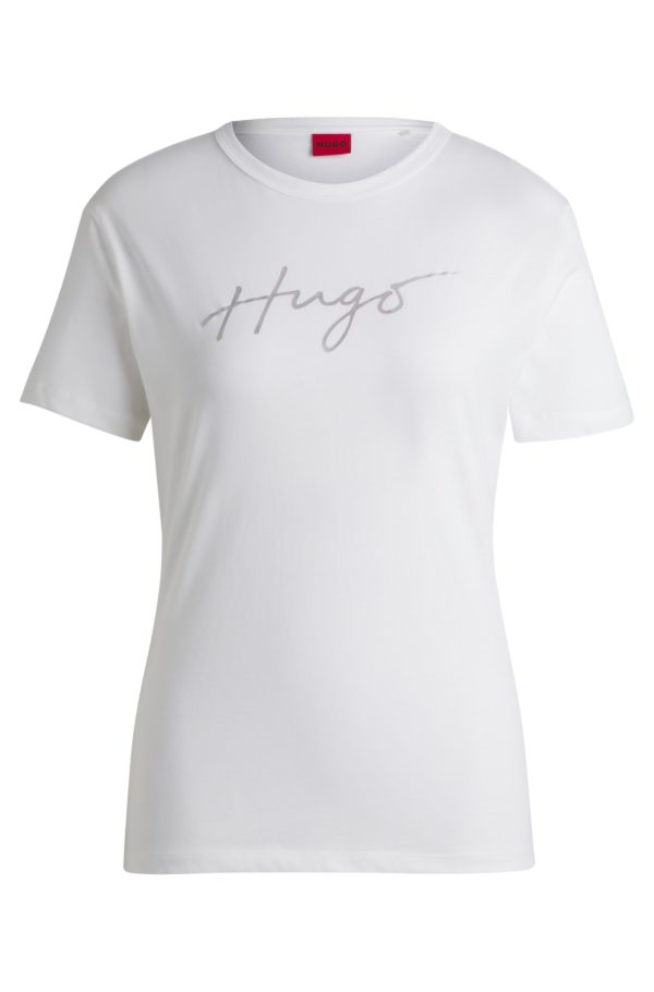 Hugo Boss T-shirt en coton à col rond avec imprimé de la saison