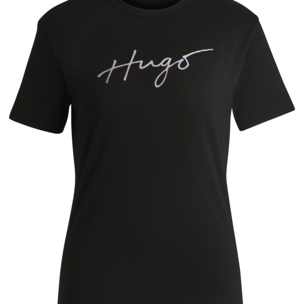 Hugo Boss T-shirt en coton à col rond avec imprimé de la saison