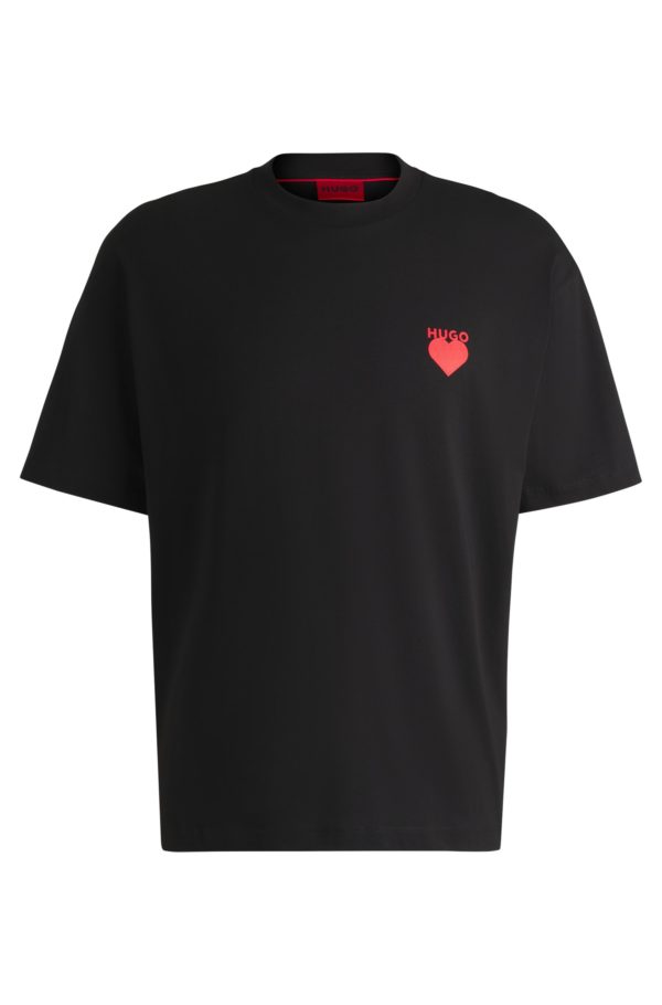Hugo Boss T-shirt en jersey de coton à motif cœur artistique