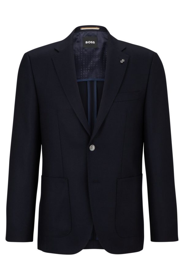 Hugo Boss Veste Regular en laine vierge à micro motif
