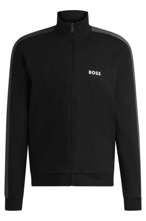Hugo Boss Veste zippée en coton mélangé avec logo imprimé en transfert