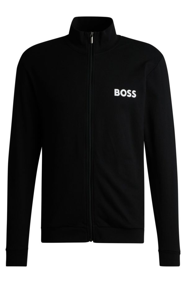 Hugo Boss Veste zippée en molleton de coton avec logo contrastant