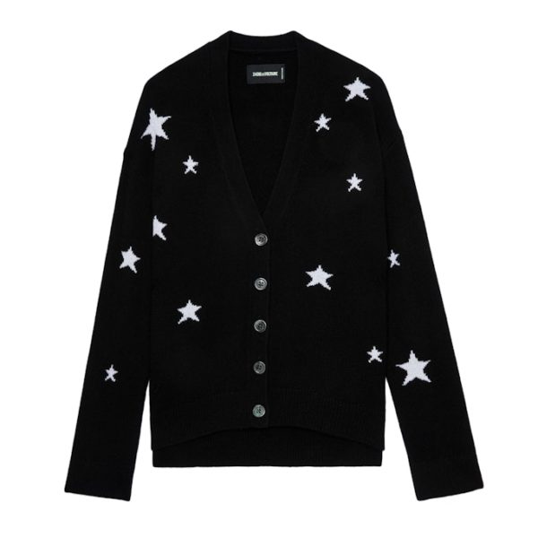Gilet Mirka Stars 100% Cachemire Noir – Taille XS – Femme – Zadig & Voltaire