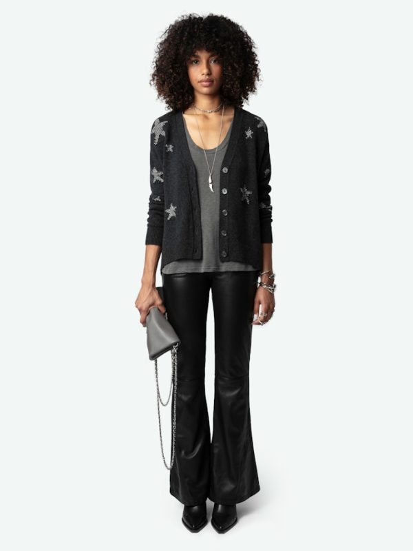 Cardigan Mirka Stars 100% Cachemire Anthracite - Taille XS - Femme - Zadig & Voltaire