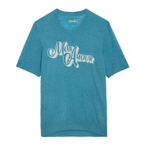 Pull Ida Amour Strass 100% Cachemire Aqua - Taille XS - Femme - Zadig & Voltaire