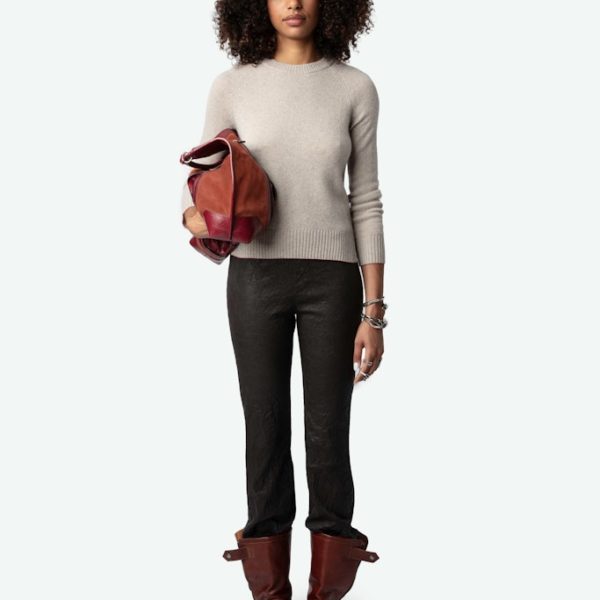 Pull Sourcy 100% Cachemire Latte – Taille S – Femme – Zadig & Voltaire