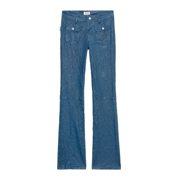 Pantalon Hippie Cuir Froissé Overseas - Taille 36 - Femme - Zadig & Voltaire