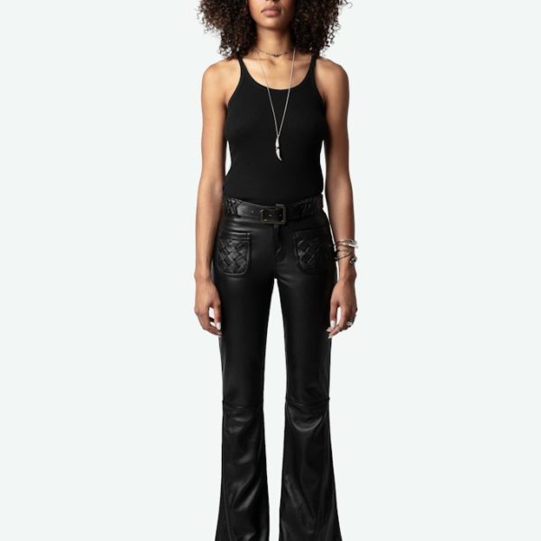 Pantalon Ecume Cuir Noir - Taille 36 - Femme - Zadig & Voltaire
