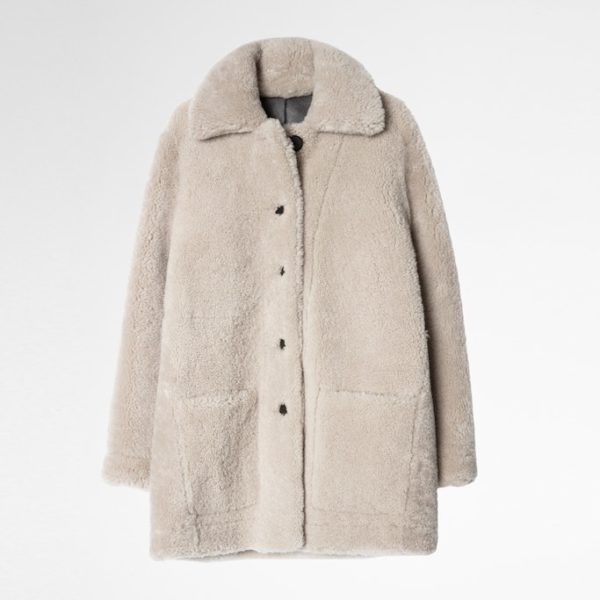 Manteau Magdas Shearling Naturel - Taille S - Femme - Zadig & Voltaire