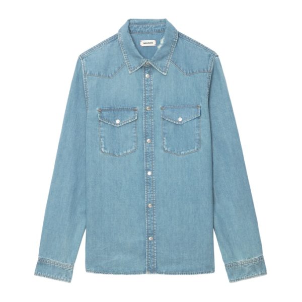 Chemise Stan Denim Ciel Stone - Taille M - Homme - Zadig & Voltaire