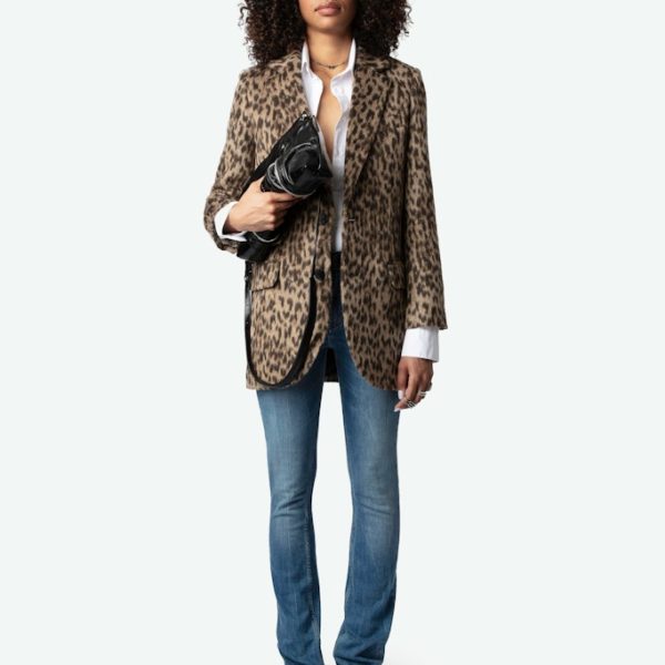 Manteau Violet Léopard Naturel - Taille S - Femme - Zadig & Voltaire
