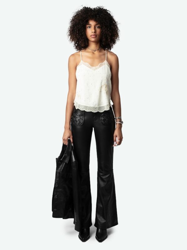 Caraco Claudy Wings Strass Soie Jacquard Vanille - Taille XS - Femme - Zadig & Voltaire