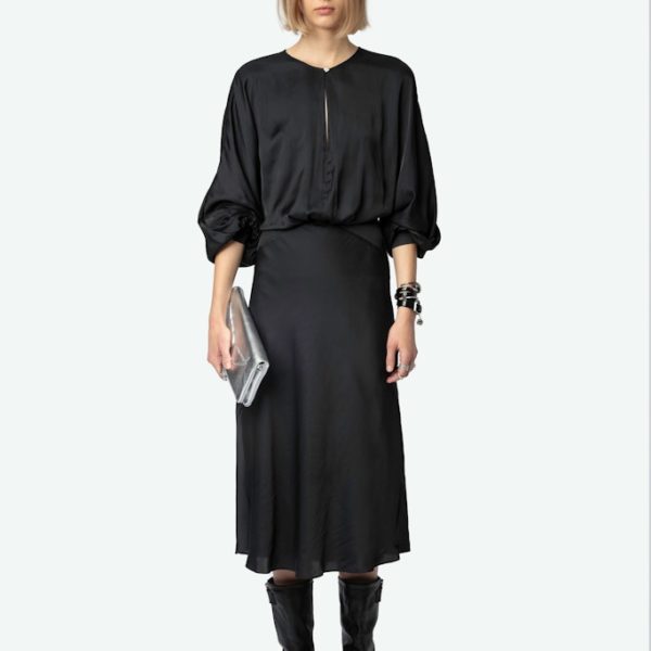 Robe Ruiko Satin Noir - Taille XS - Femme - Zadig & Voltaire