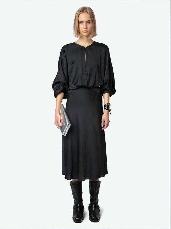 Robe Ruiko Satin Noir - Taille XS - Femme - Zadig & Voltaire