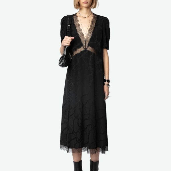 Robe Redox Soie Jacquard Noir – Taille XS – Femme – Zadig & Voltaire