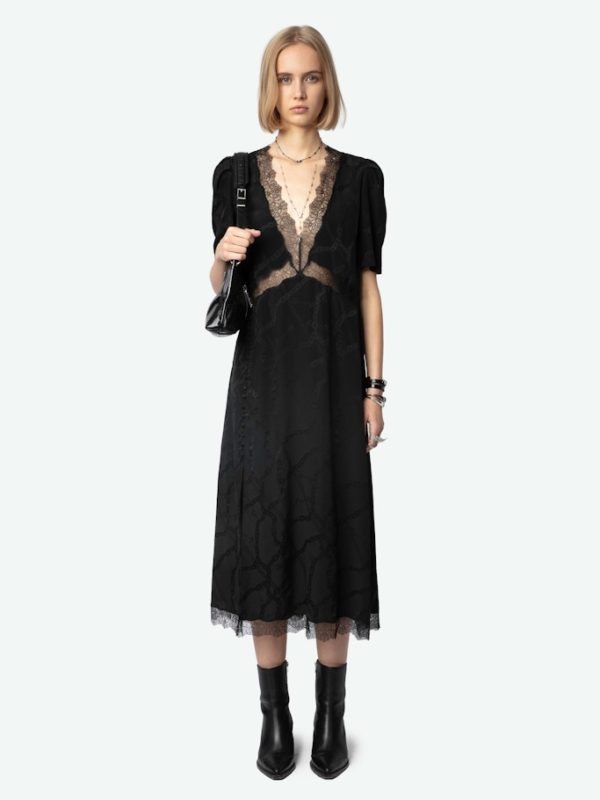Robe Redox Soie Jacquard Noir - Taille XS - Femme - Zadig & Voltaire
