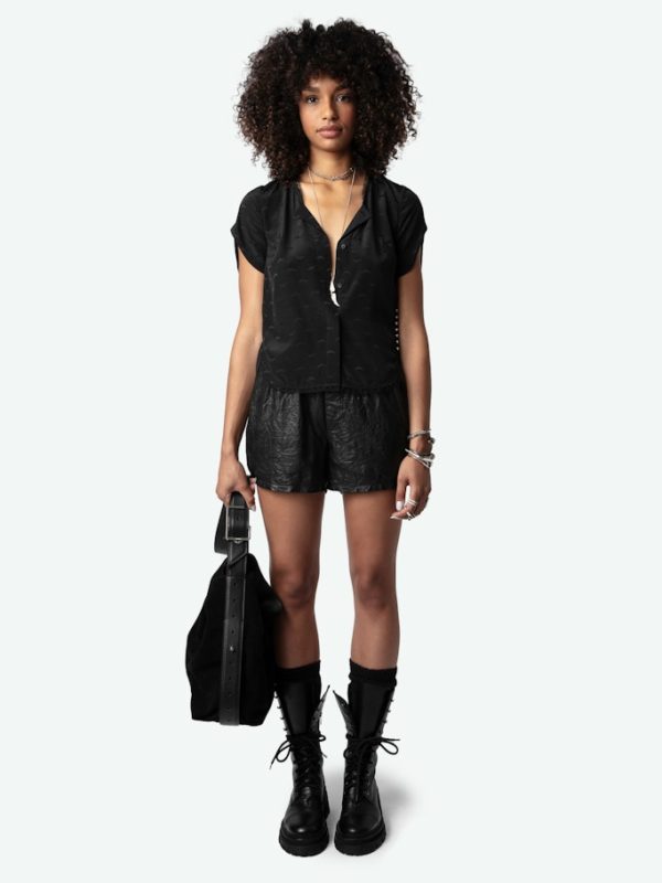 Top Tiffiny Wings Soie Jacquard Noir - Taille XS - Femme - Zadig & Voltaire
