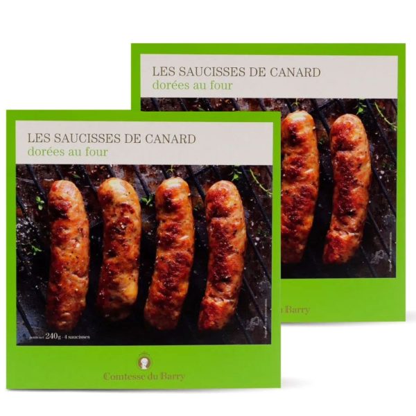 Lot de 2 saucisses de canard dorées au four-Comtesse du Barry