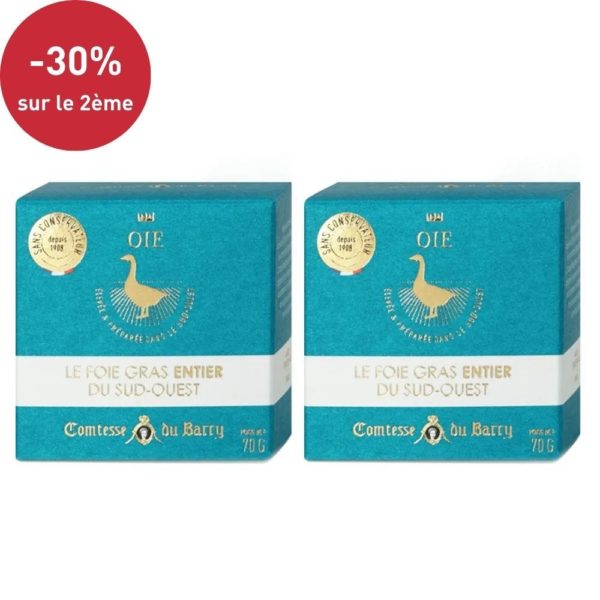 Lot de  2 Foies gras d'oie entier du Sud-Ouest 70g-Comtesse du Barry