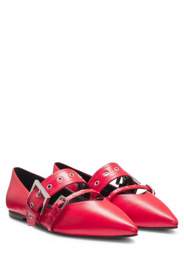 Hugo Boss Ballerines en cuir nappa avec brides à boucle