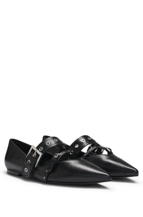 Hugo Boss Ballerines en cuir nappa avec brides à boucle