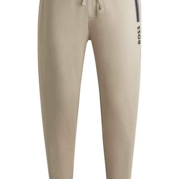 Hugo Boss Bas de survêtement en molleton de coton avec logo imprimé et cordon de serrage