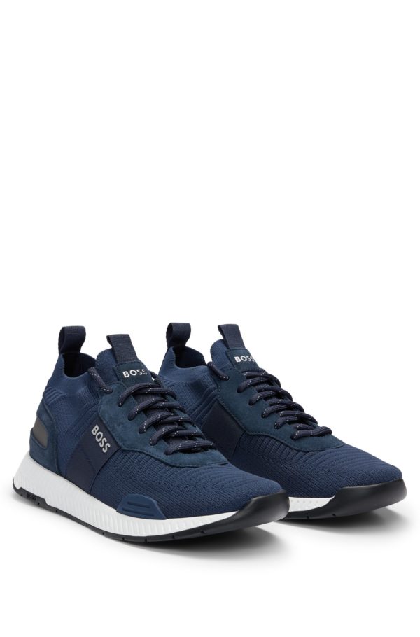 Hugo Boss Baskets à tige en maille avec logos et finitions en cuir suédé