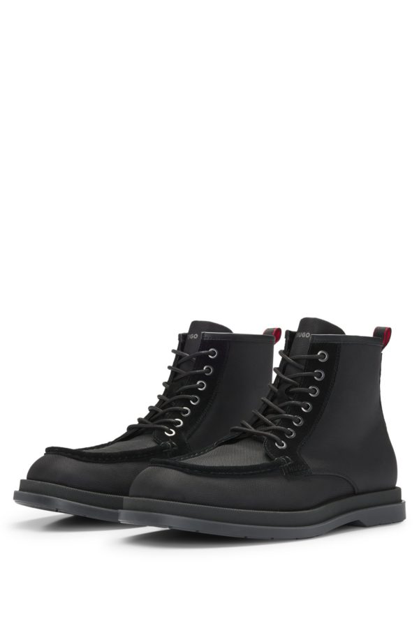 Hugo Boss Bottines mi-hautes en tissu texturé avec finitions en cuir suédé