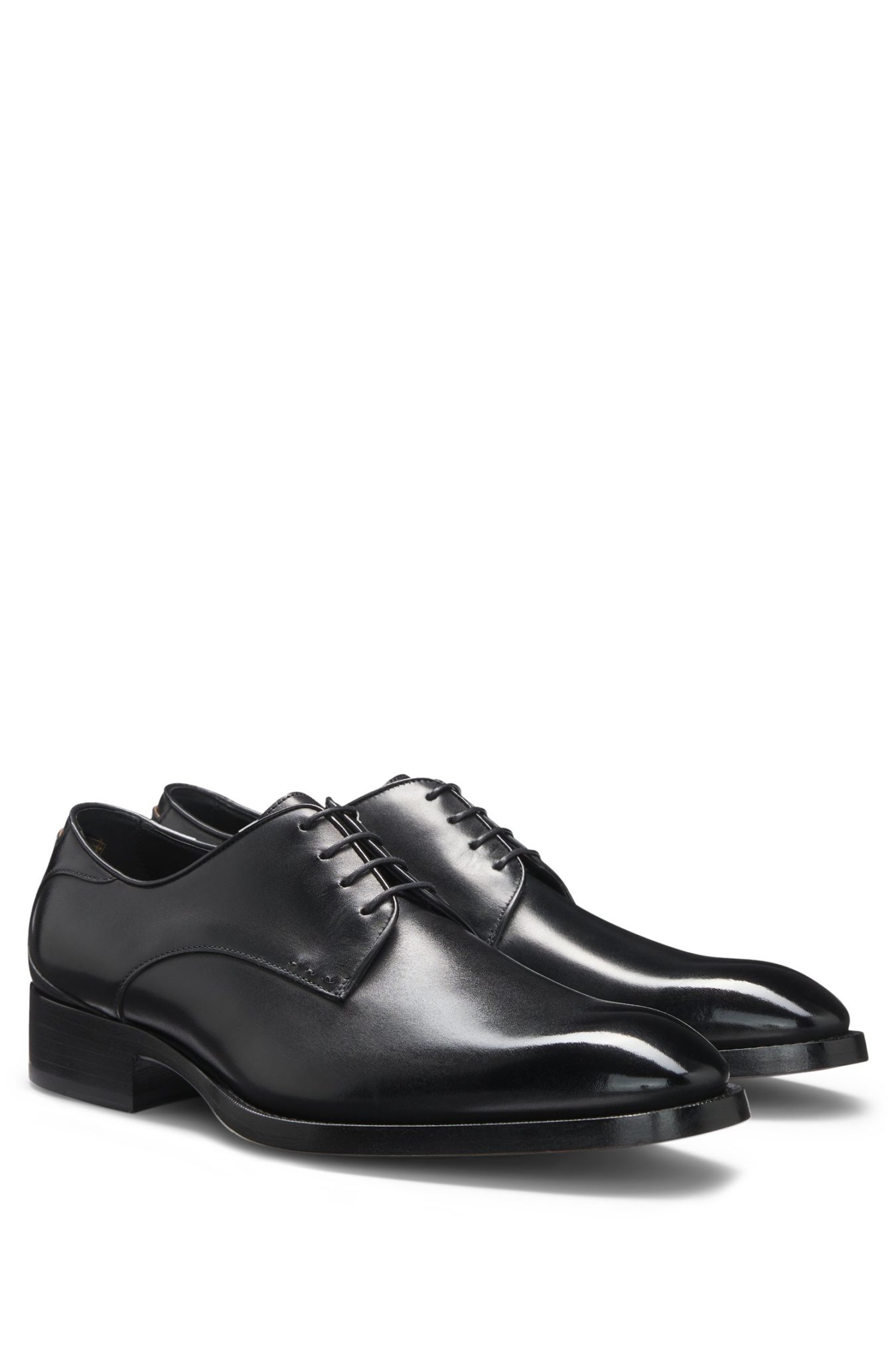 Hugo Boss Chaussures derby en cuir bruni avec surpiqûres