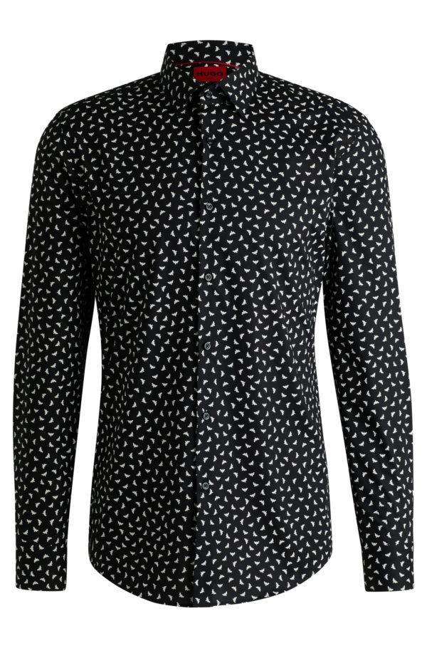 Hugo Boss Chemise Slim en popeline de coton imprimée
