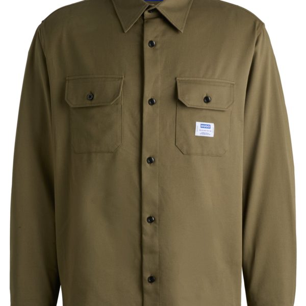 Chemise en twill de coton avec étiquette logotée – Hugo Boss