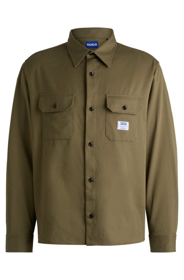 Hugo Boss Chemise en twill de coton avec étiquette logotée