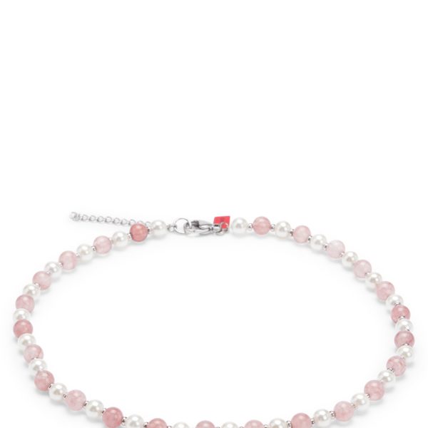 Hugo Boss Collier ajustable avec perles naturelles et pierres roses