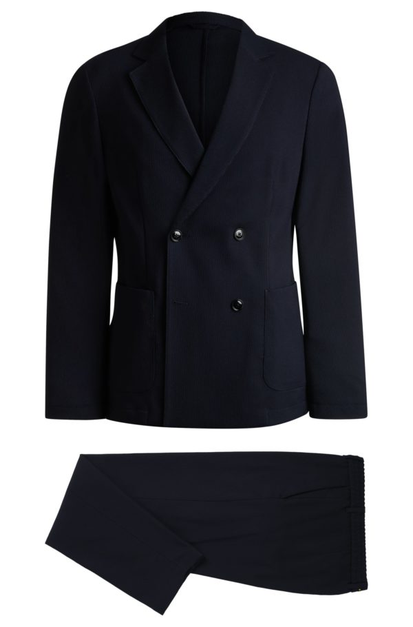 Hugo Boss Costume Slim en laine mélangée à micro motif