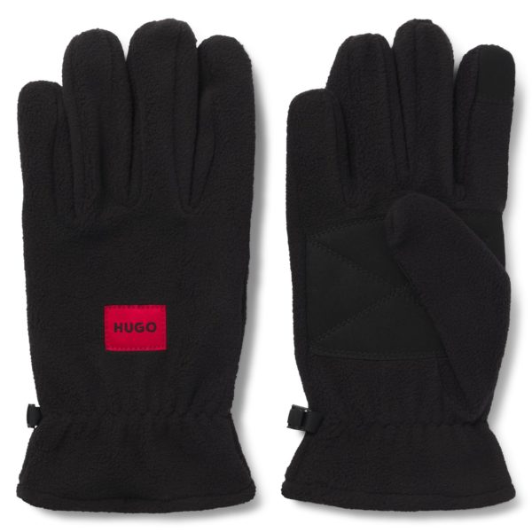 Gants en polaire avec étiquette logotée rouge – Hugo Boss