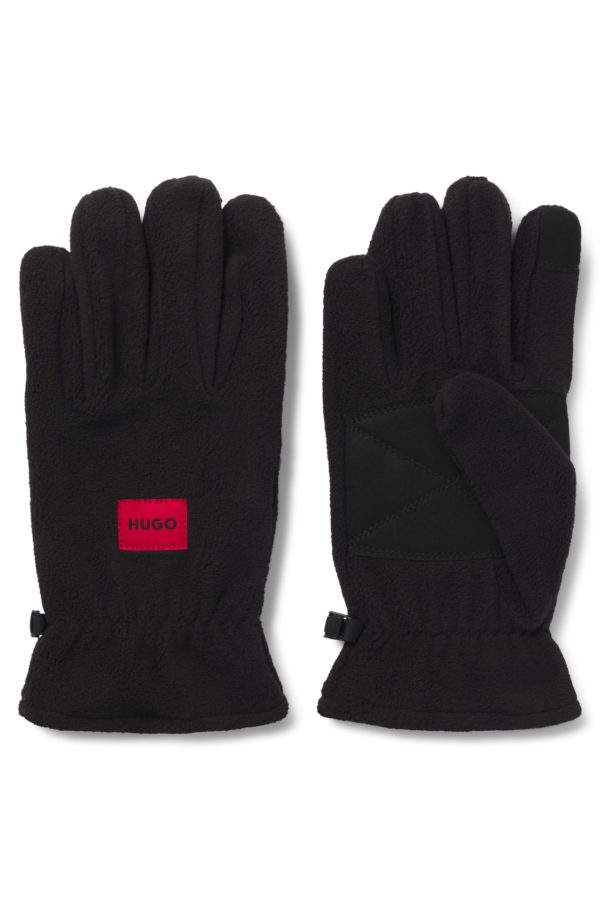 Hugo Boss Gants en polaire avec étiquette logotée rouge