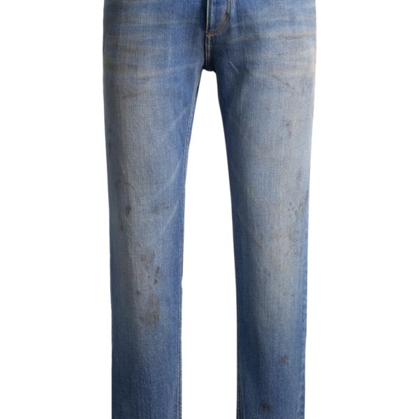 Hugo Boss Jean Tapered en denim bleu à délavage effet boue