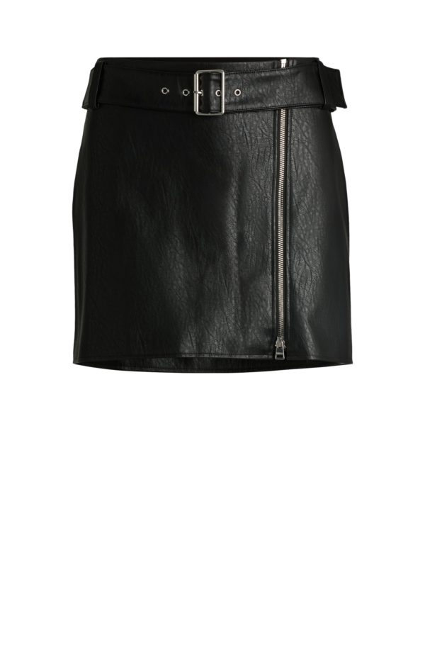 Hugo Boss Jupe courte Regular en similicuir avec ceinture