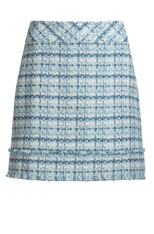 Hugo Boss Jupe courte Slim en tweed à franges